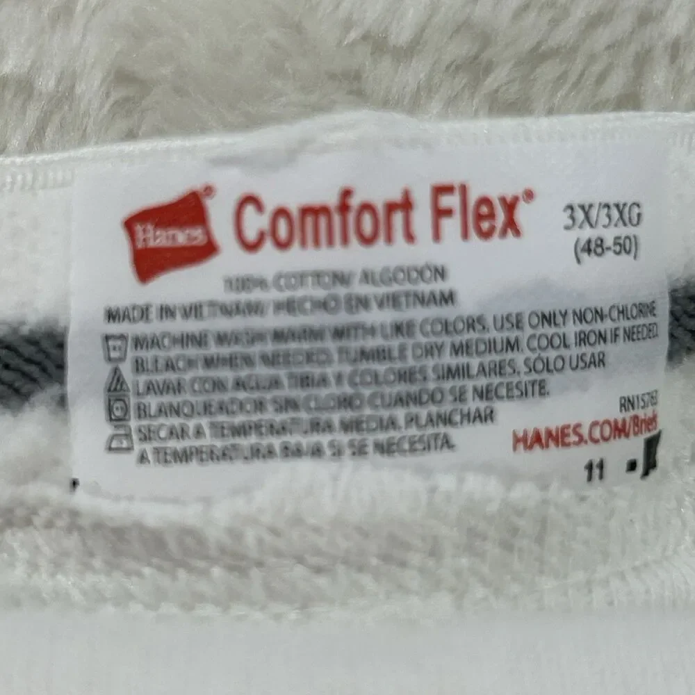 VINTAGE LOT OF 3 Hanes Cotton Mens Briefs White 3X (48-50) Comfort Flex NEW